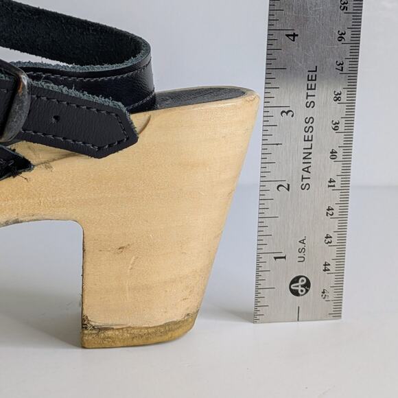 Sven Black Leather Mules with Wooden Heel - Picture 13 of 16